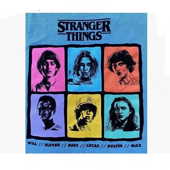 Stranger Things Character Grid Cotton Crop Top T-Shirt Size Large - Picture 2 of 4